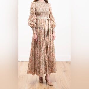 Zimmermann Freja Cut Out Dress crochet belt maxi dress ruched size Womens 2